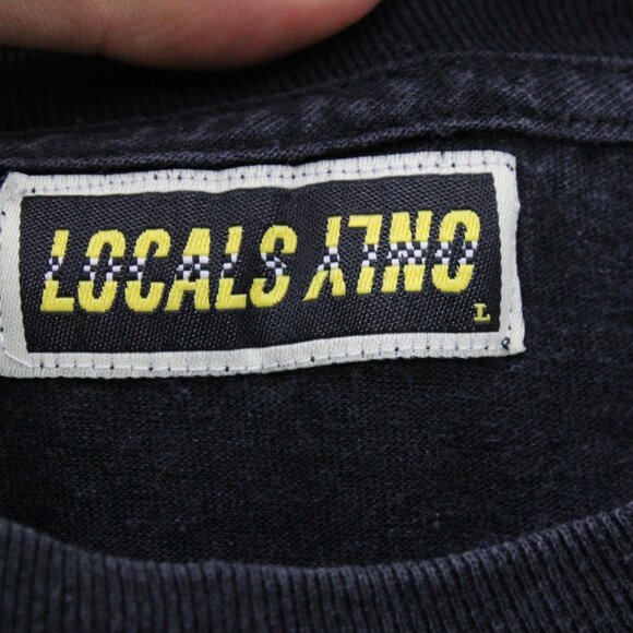 Locals Only Shirt Mens Black Short Sleeve Crewneck Floral Graphic Logo Large L - Picture 6 of 9